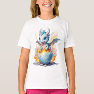 Frostfire Hatchling Blue Dragon Girls' T-Shirt