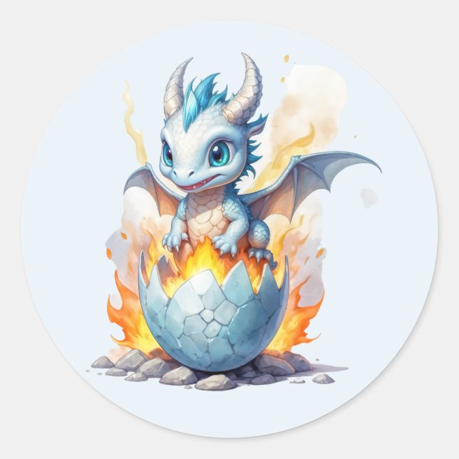 Frostfire Hatchling Blue Dragon Runder Aufkleber (Vorderseite)