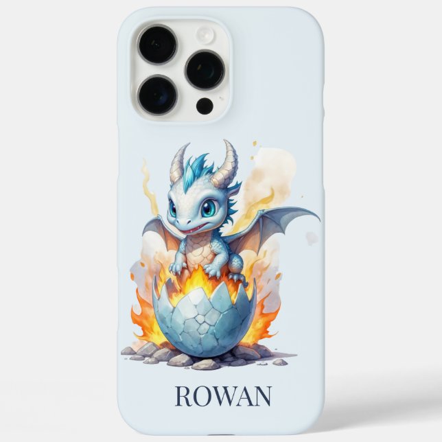 Frostfire Hatchling Personalisiert Blue Dragon iPhone 16 Pro Max Hülle (Rückseite)