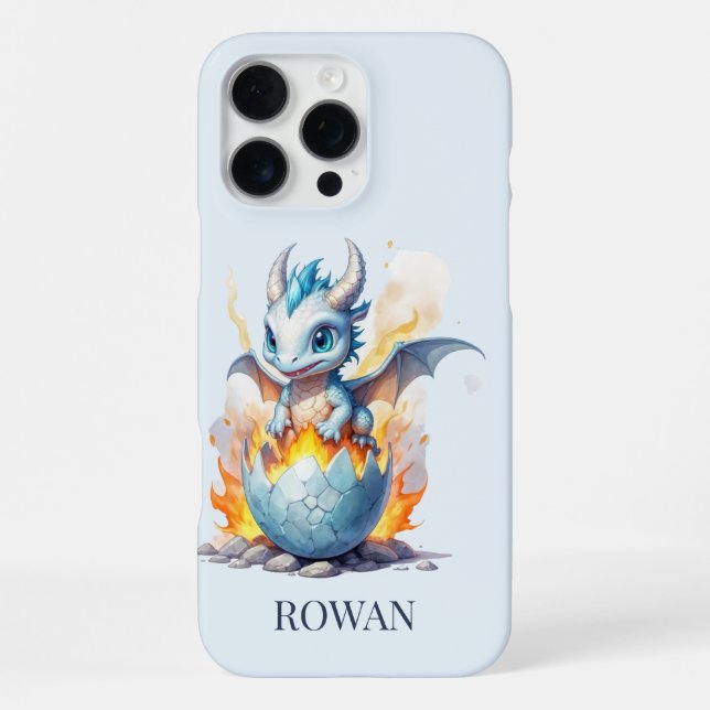 Frostfire-Hatchling Personalisierter blauer Drache iPhone 16 Pro Max Hülle (Rückseite)