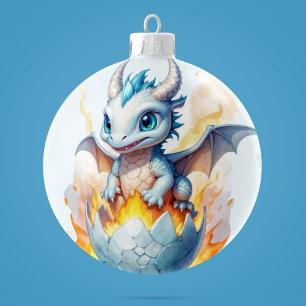 Frostfire-Nachwuchs-Personalisierter Drache Keramik Ornament