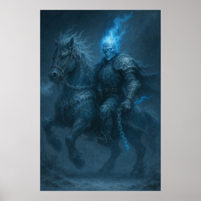 Frostfire Rider — Blue Flame Ghost Horseman Poster (Vorne)