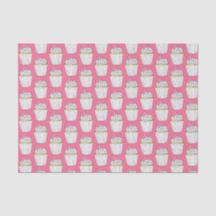 Frostierte rosa Herz-Cupcake-Sprinkles-Dessert-Lie Seidenpapier