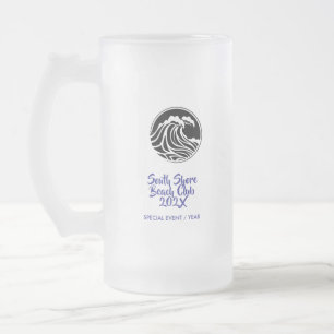 Frostiertes Glas-Bierkrug mit Ozeanwelle – Küstens Mattglas Bierglas