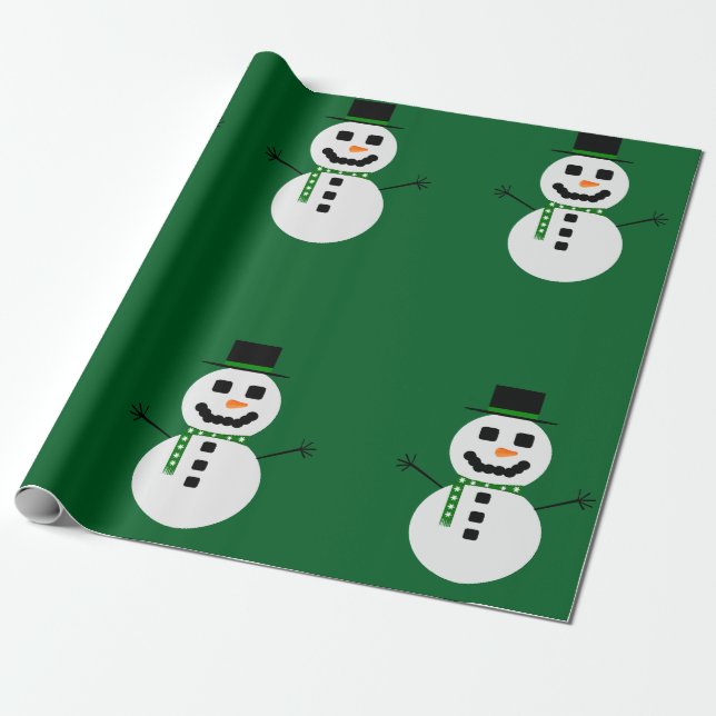 Frostig das grüne Umschlagpapier für den Schneeman Geschenkpapier (Ungerollt)