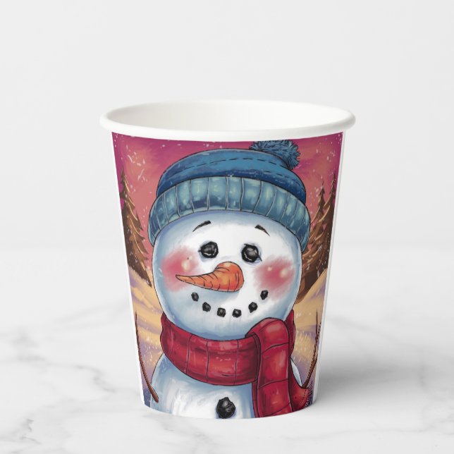 Frostig der Schneemann-Papiertasse Pappbecher (Rückseite)