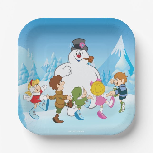 Frostig der Snowman™ Winter Pappteller (Vorderseite)