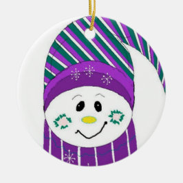 Frostig in gestreiftem Hut und Scarf Keramik Ornament