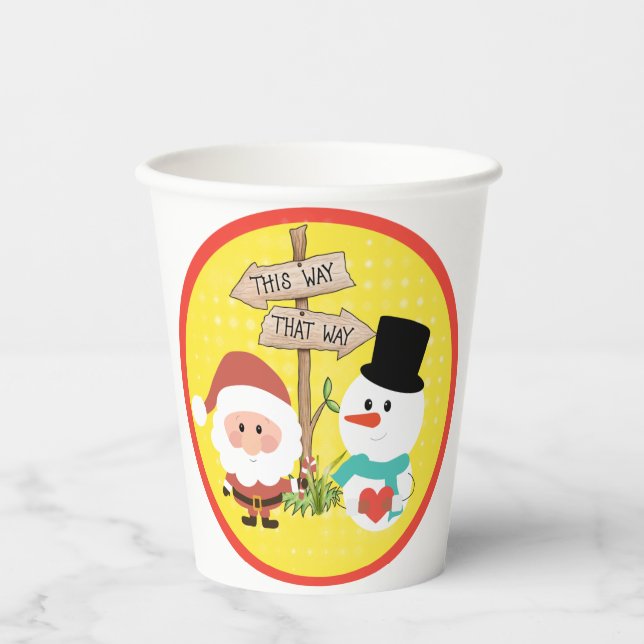 Frostig oder Santa? Wie geht es zu Weihnachten? Cu Pappbecher (Vorderseite)