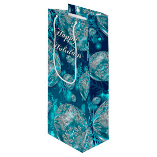 Frostige blaue Schneeflocken-Blasen-Weinbeutel zum Geschenktüte Für Weinflaschen