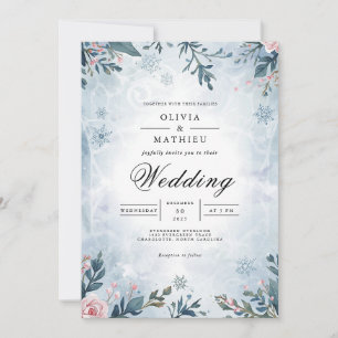 Frostige Branch Floral Winter Wedding Einladung