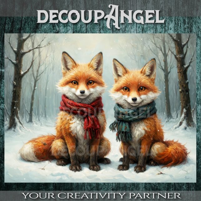 Frostige Freundschaft der Füchse - Decoupage - Seidenpapier (Von Creator hochgeladen)