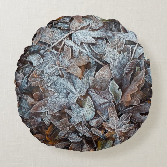 Frostige Herbstleaves Rundes Kissen (Vorderseite)