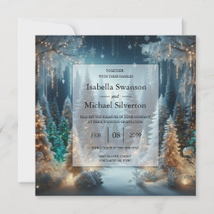 Frostige Kiefern im winterlichen Glanz Hochzeit Einladung