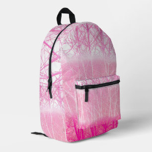 Frostige Nebelbäume in Pfirsich und Rosa Bedruckter Rucksack