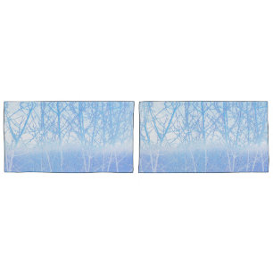 Frostige nebelige Bäume Baby Blau Kissenbezug