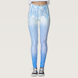 Frostige nebelige Bäume Baby Blau Leggings
