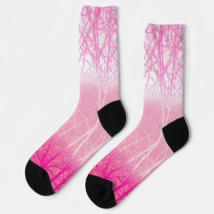 Frostige, neblige Bäume in Pfirsich und Rosa Socken