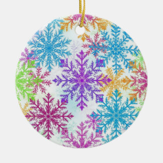 Frostige Regenbogenflocken — Helle Winterdekoratio Keramik Ornament