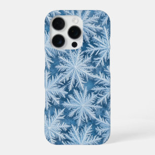 Frostige Schneeflocken auf einer gefrorenen Oberfl iPhone 16 Pro Hülle