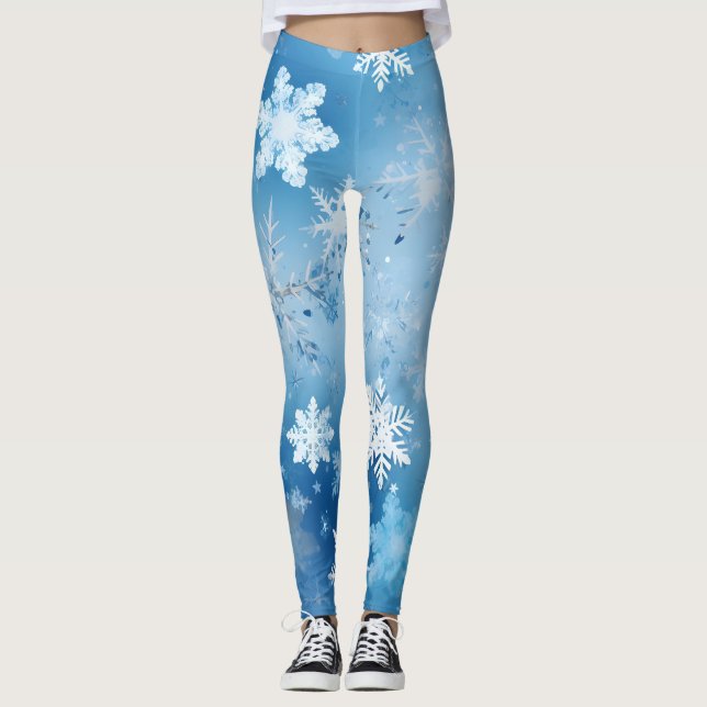 Frostige Schneeflocken Leggings (Vorderseite)