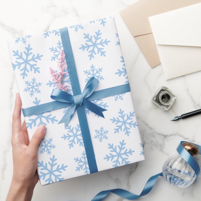 Frostige Schneeflocken Weihnachten Weiß Nahtlos Ge Geschenkpapier (Schenken)