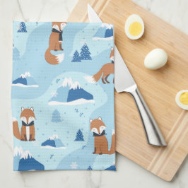 Frostige Winterfüchse Geschirrtuch