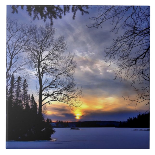 Frostige Winternacht Fliese (Vorderseite)