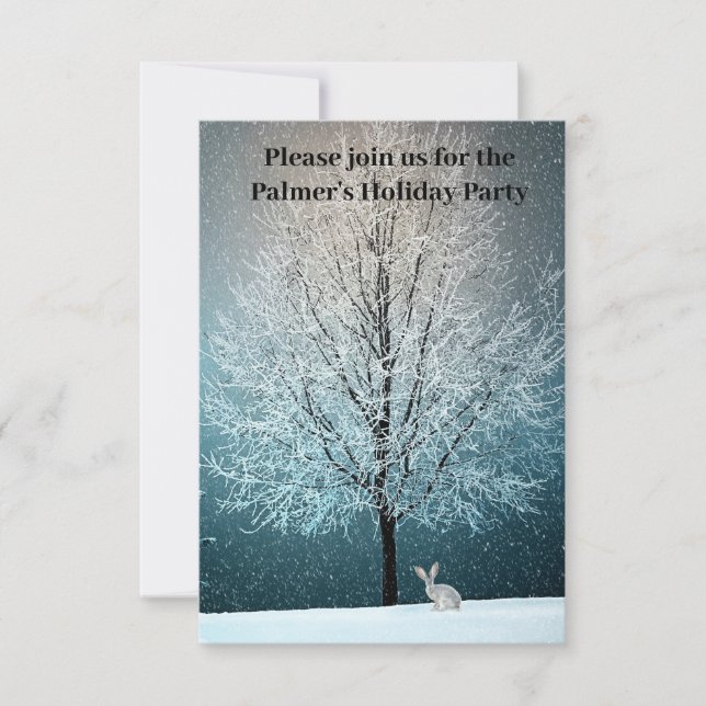 Frostiger Baum am Abend Einladung (Vorderseite)