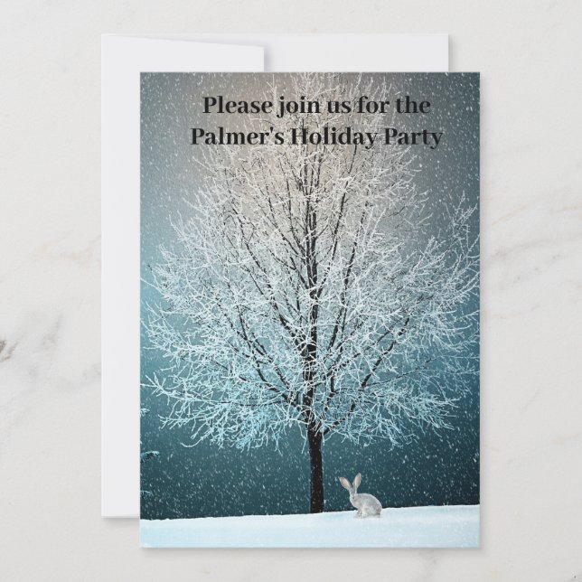 Frostiger Baum im Abend Einladung (Vorderseite)