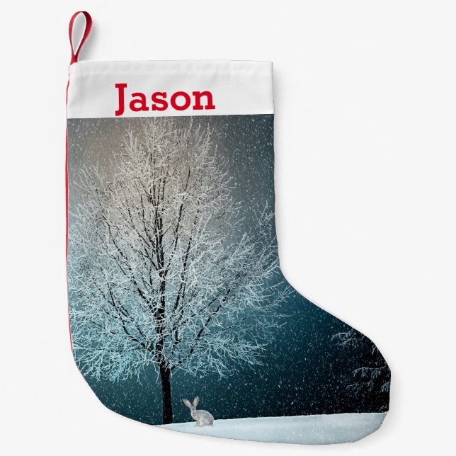 Frostiger Baum im Abend Kleiner Weihnachtsstrumpf (Vorderseite)