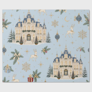Frostiger Eisblauer Himmlischer Winterpalast Weihn Geschenkpapier