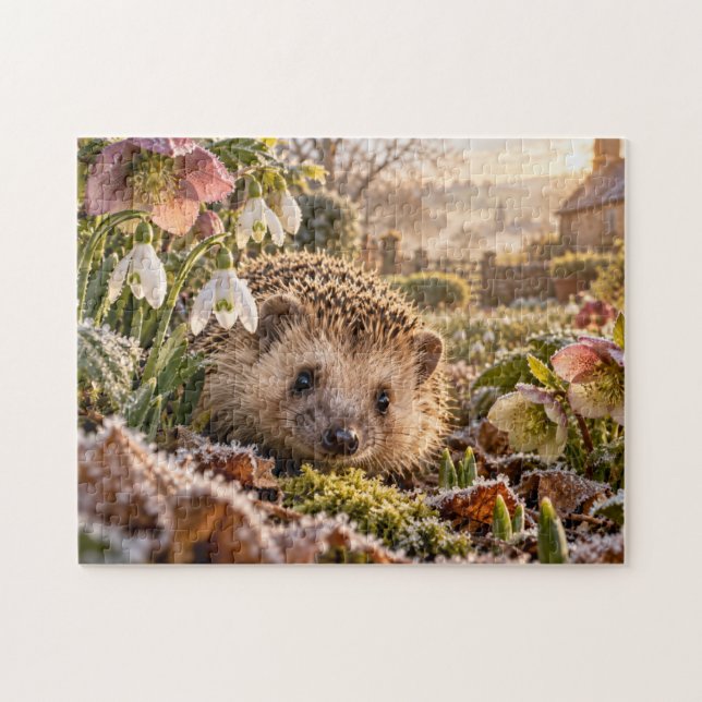 Frostiger Gartendesign mit Igel (Horizontal)