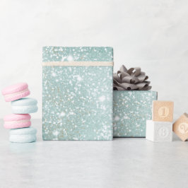 Frostiger Minz-Glanz Weiß Glitter-Muster Geschenkpapier