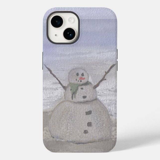 Frostiger Schneemann am Strand Case-Mate iPhone 14 Hülle (Rückseite)