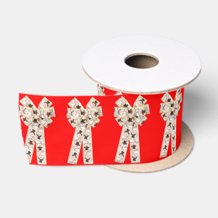 Frostiger Schneemann rotes Band Satinband