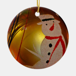 Frostiger Schneemann-Weihnachtsschmuck Keramik Ornament