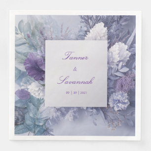 Frostiges Blaues Lavendel Blumen Winterhochzeit Serviette