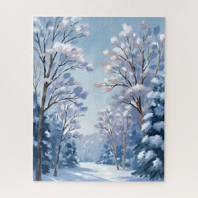 Frostlight-Wald | Winter-Schnee-Wasserfarben-Natur (Vertikal)