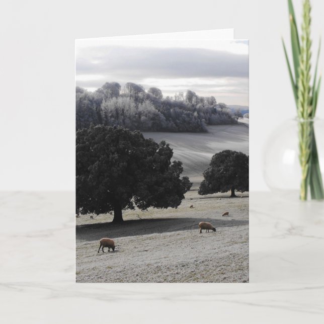 Frostmorgens Feiertagskarte (Vorderseite)