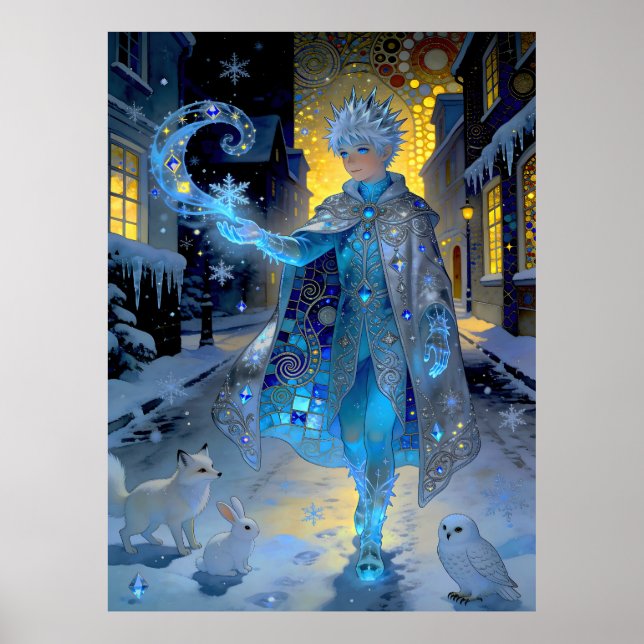 Frostschmied einer mondbeschienenen Straße – Ein W Poster (Vorne)