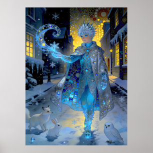 Frostschöpfer einer mondbeschienenen Straße – Ein  Poster