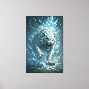 Frostweißer Tiger – Kaiser des gefrorenen Reiches Leinwanddruck
