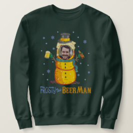 Frosty Beer Man Custom Foto Funny Uggli Christmas Sweatshirt