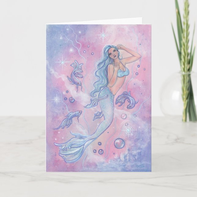 Frosty Betta Mermaid Grußkarte von Renee Karte (Vorderseite)