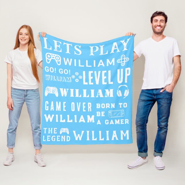 Frosty Blue Gamer Video Game Personalisiert Kids Fleecedecke (Beispiel)