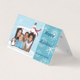 Frosty Blue Snowflakes Custom Foto Happy Holidays