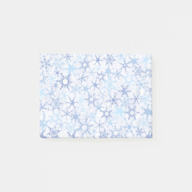 Frosty Blue Snowflakes Post-it Klebezettel (Vorderseite)