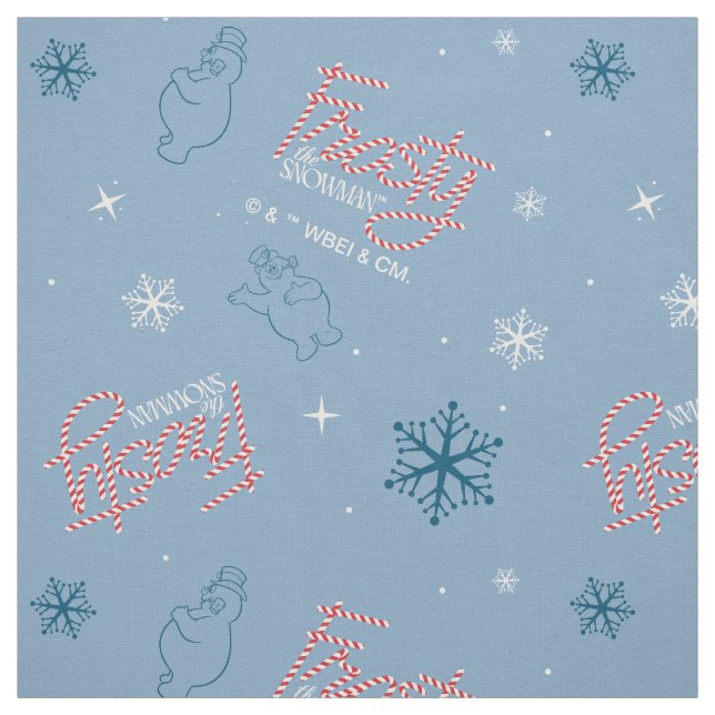 Frosty Blue Snowman Fake Pattern Stoff (Muster)