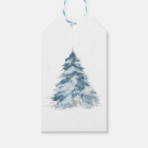 Frosty Blue Winter Christmas Tree Geschenkanhänger